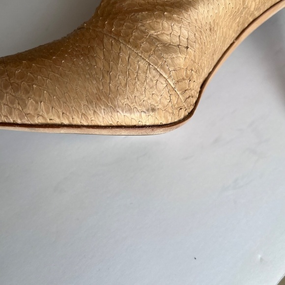 Jimmy Choo Tan Snakeskin Stiletto Boots Almond Toe Size 11 (41) Back Zip - Picture 7 of 11